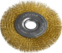 Щетка дисковая STAYER PROFESSIONAL для УШМ витая стальная латунированная проволока 0.3мм 125x22мм (35122-125)