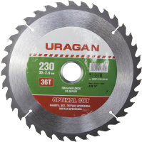Диск пильный Optimal cut по дереву 230x30мм 36Т URAGAN (36801-230-30-36)