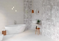 Вставка Creto Dover Vetro Ivory W/DEC M 25х75 NR Satin 1 полуматовый фото в интернет-магазине Мегастроймаркет