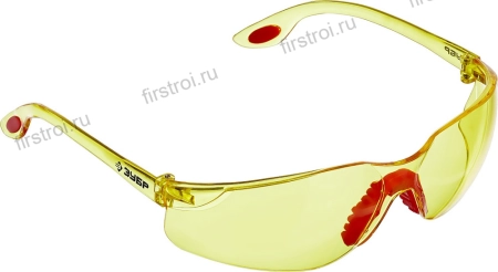 ЗУБР Спектр 3 Желтые очки защитные открытого типа поликарбонатная монолинза двухкомпонентные дужки, ПРОФЕССИОНАЛ (110316)