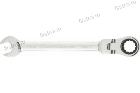 Ключ комбинированный трещоточный 17мм CrV шарнирный хром VERTEX