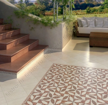 Ступень Kerama Marazzi  фронтальная Аллея кирпичный 30х30 противоскользящая фото в интернет-магазине Мегастроймаркет