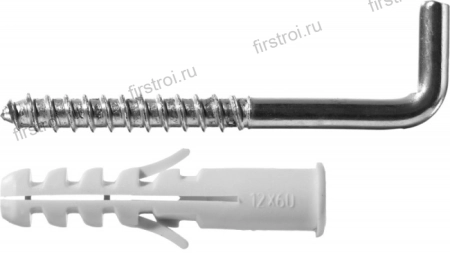 Дюбель распорный полипропиленовый тип "ЕВРО" в комплекте с шурупом-крюком 12х60/8х85мм (2шт) ЗУБР (30676-12-60)