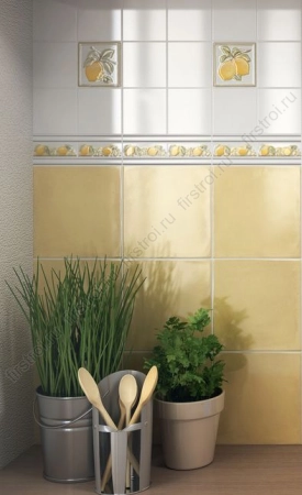 Декор Kerama Marazzi  Капри Лимончики 9.9х9.9 глянцевый (TLA003) фото в интернет-магазине Мегастроймаркет
