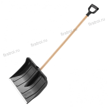 Лопата для уборки снега пластиковая 410x320x1330 мм деревянный черенок Palisad (61645)