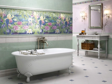 Бордюр Kerama Marazzi  Сад Моне зеленый обрезной 2.5х30 глянцевый фото в интернет-магазине Мегастроймаркет