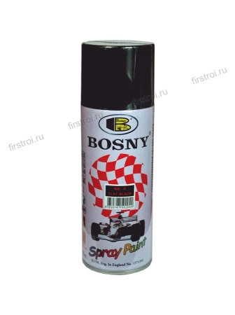 Краска BOSNY акриловая аэрозольная черный матовый №4 400мл