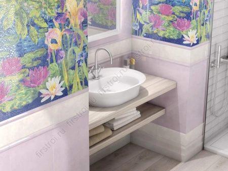 Бордюр Kerama Marazzi  Сад Моне зеленый обрезной 2.5х30 глянцевый фото в интернет-магазине Мегастроймаркет