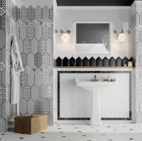 Декор Kerama Marazzi  Келуш 3 черно-белый 14х34 глянцевый фото в интернет-магазине Мегастроймаркет