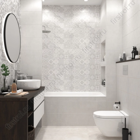 Вставка Creto Dover Patchwork Pearl W/DEC M 25х75 NR Satin 1 полуматовый фото в интернет-магазине Мегастроймаркет