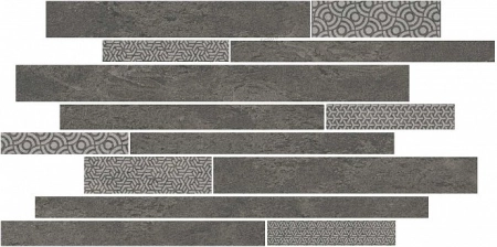 Декор Kerama Marazzi  Ламелла серый темный мозаичный 25х50.2 матовый