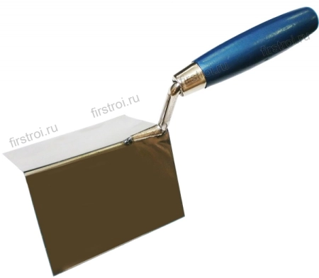 Кельма угловая ПРОФИ внешняя, 60x60x80 нержавеющая сталь, деревянная ручка