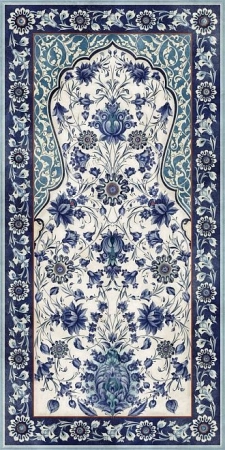 Декор Kerama Marazzi  Орнамент синий обрезной 120х240 матовый