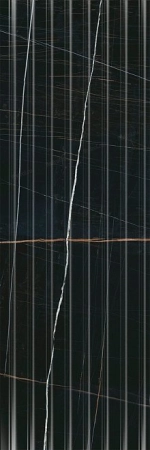 Плитка Kerama Marazzi  Греппи черный структура обрезной 40х120 глянцевая