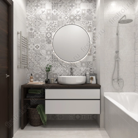 Вставка Creto Dover Patchwork Pearl W/DEC M 25х75 NR Satin 1 полуматовый фото в интернет-магазине Мегастроймаркет