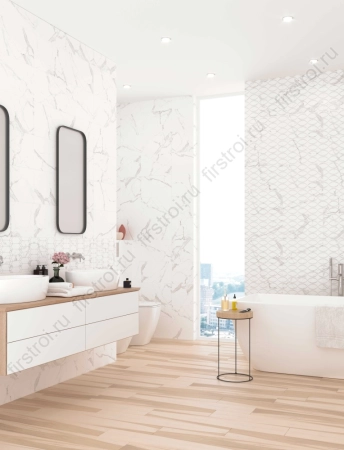 Плитка Creto  Lace белый 25х40 матовая фото в интернет-магазине Мегастроймаркет