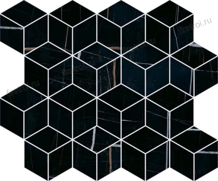 Декор Kerama Marazzi  Греппи черный мозаичный 37.5х45 глянцевый