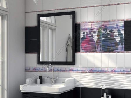 Плитка Kerama Marazzi  Карнавал в Венеции чёрный волна 20х30 матовая фото в интернет-магазине Мегастроймаркет