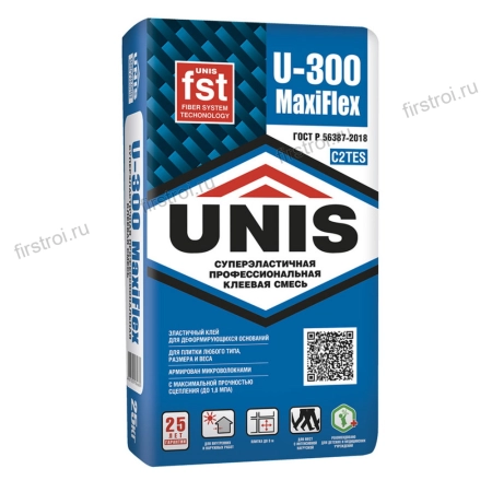 Плиточный клей эластичный Unis MaxiFlex U-300 25 кг