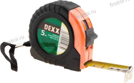 Рулетка DEXX обрезиненный пластиковый корпус 5мx18мм (34011-05-18)