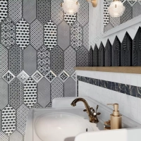 Декор Kerama Marazzi  Келуш 3 черно-белый 14х34 глянцевый фото в интернет-магазине Мегастроймаркет