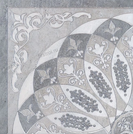 Декор Kerama Marazzi  Монтаньоне серый лаппатированный 1/4 розона 42х42 глянцевый