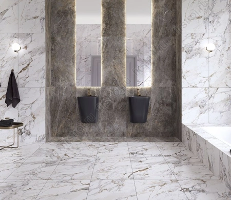 Керамогранит Vitra Marble-X Бреча Капрайа Белый Лаппато Ректификат 30x60 фото в интернет-магазине Мегастроймаркет