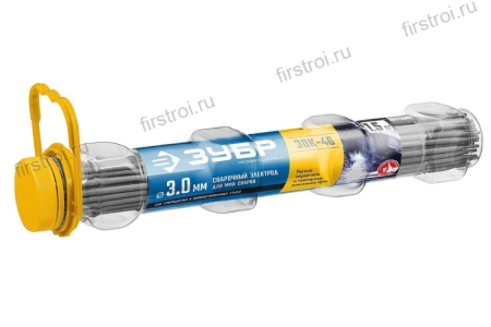 Электроды ЗУБР ЗОК-46 рутил-целлюлозный, 3.0 х 350 мм, 1.5 кг в ПВХ тубе